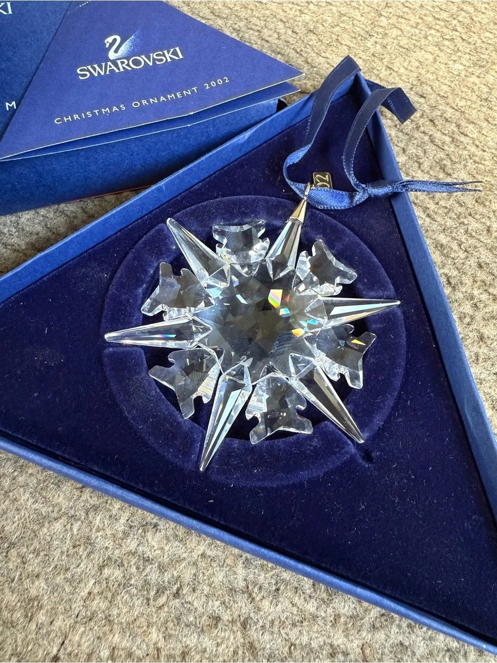 Swarovski 2002 Annual Christmas Ornament Large Crystal Snowflake 288802 W/ Box